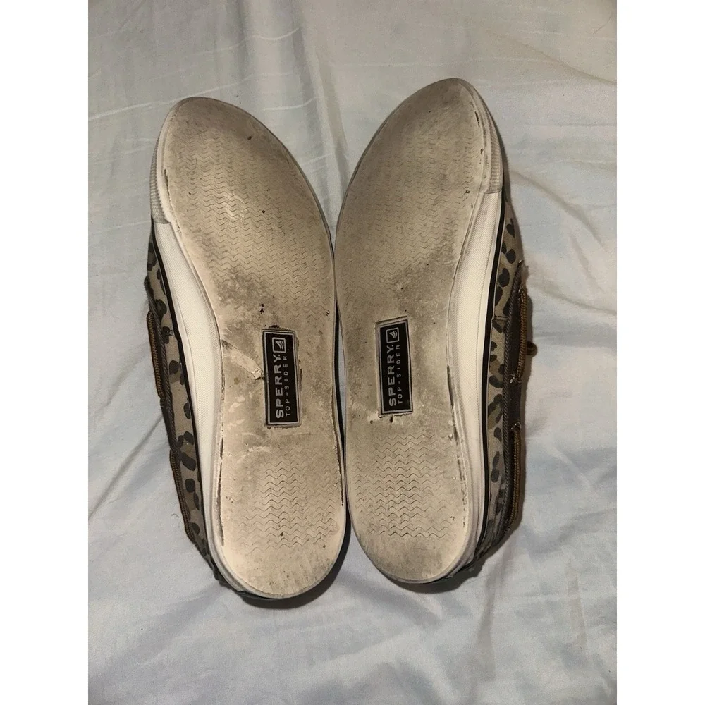 Sperry Top-Sider Women's Canvas Boat Shoes Animal Print Lace Up US 7